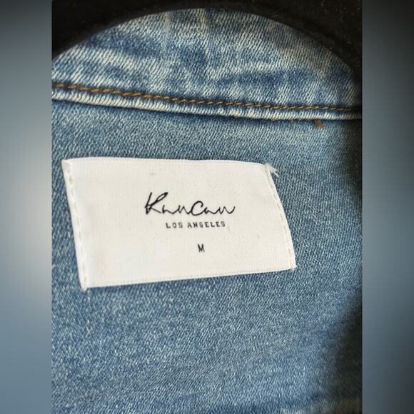 KanCan Los Angeles Light Wash Distressed Denim Jean Jacket Size Medium Stretch - Picture 4 of 5
